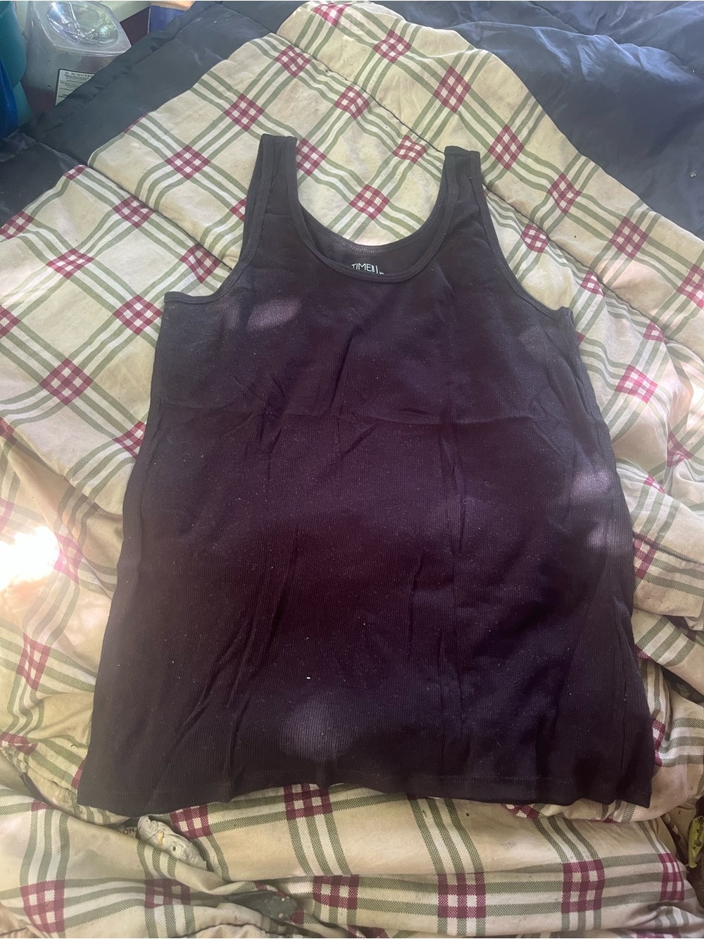 Time and Tru Black Ribbed Scoop Neck Tank Top